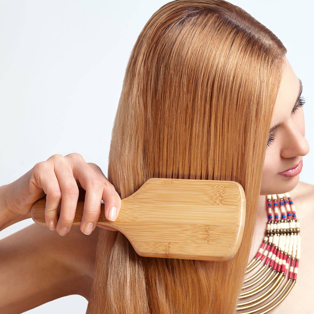 Natural wooden bamboo hair brush