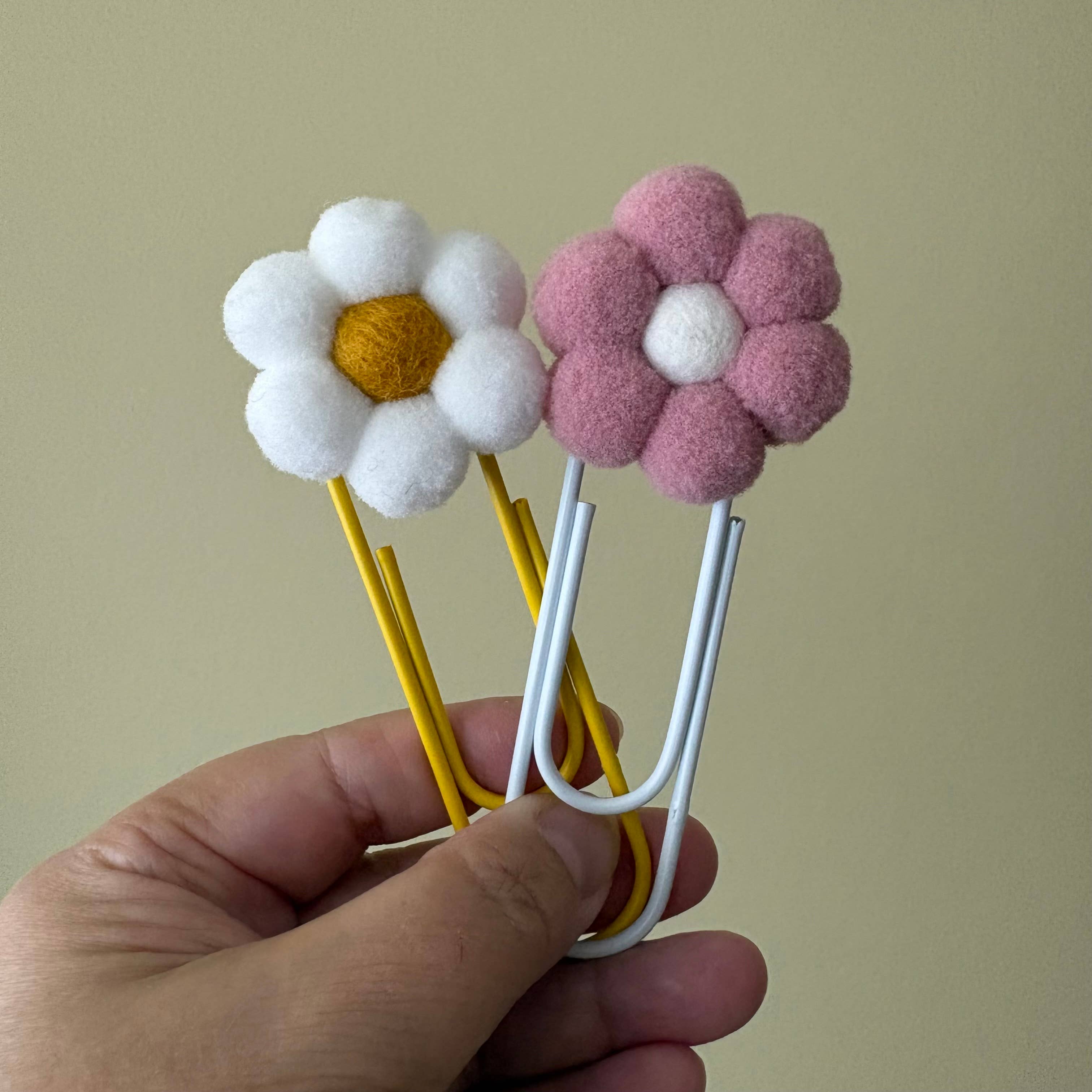 ForgetBKnot - Bookmark- Hand-sewn Flower & Oversized Paperclip Bookmark