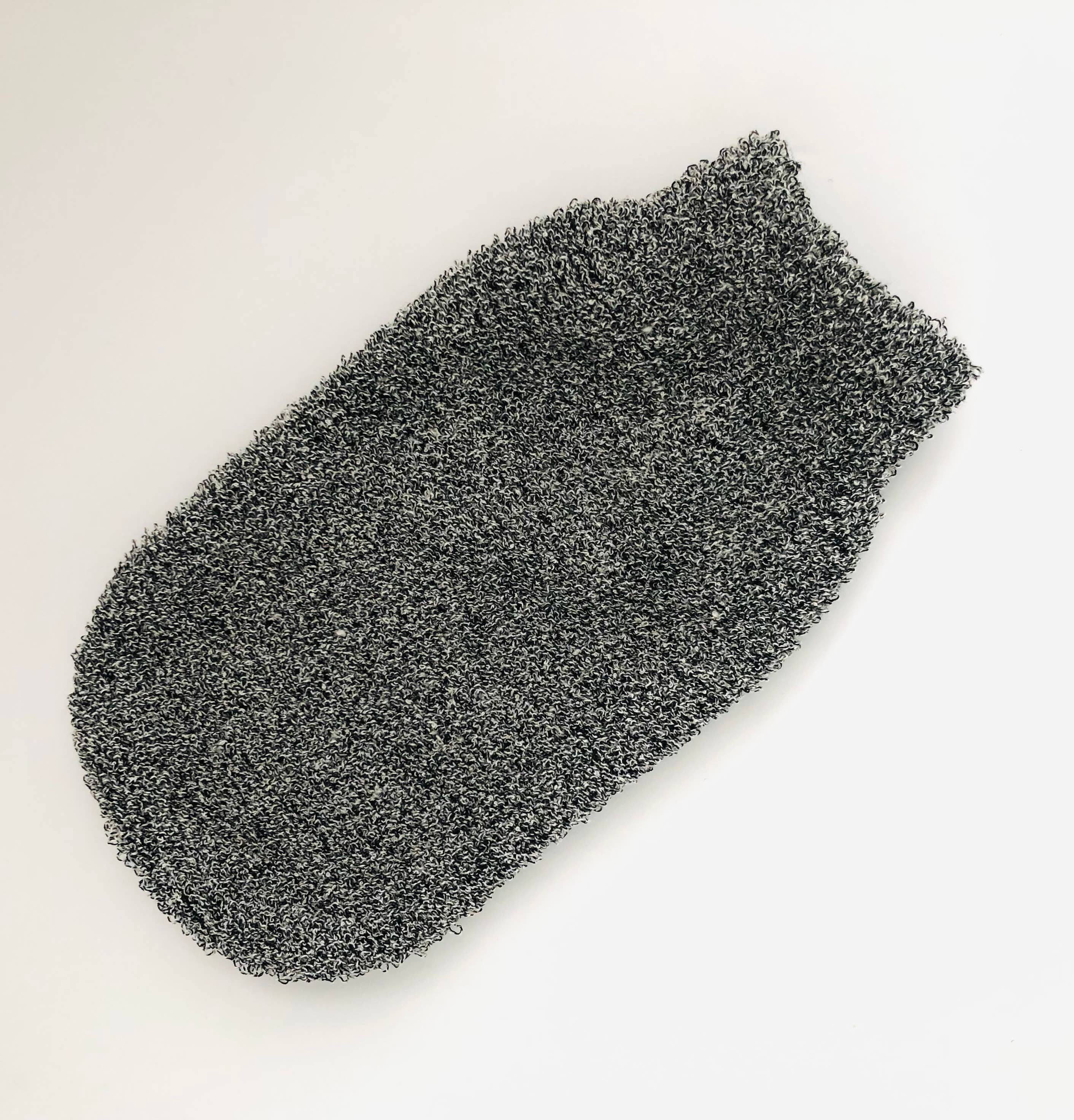 Bath hemp fiber body exfoliating scrubber glove: Charcoal