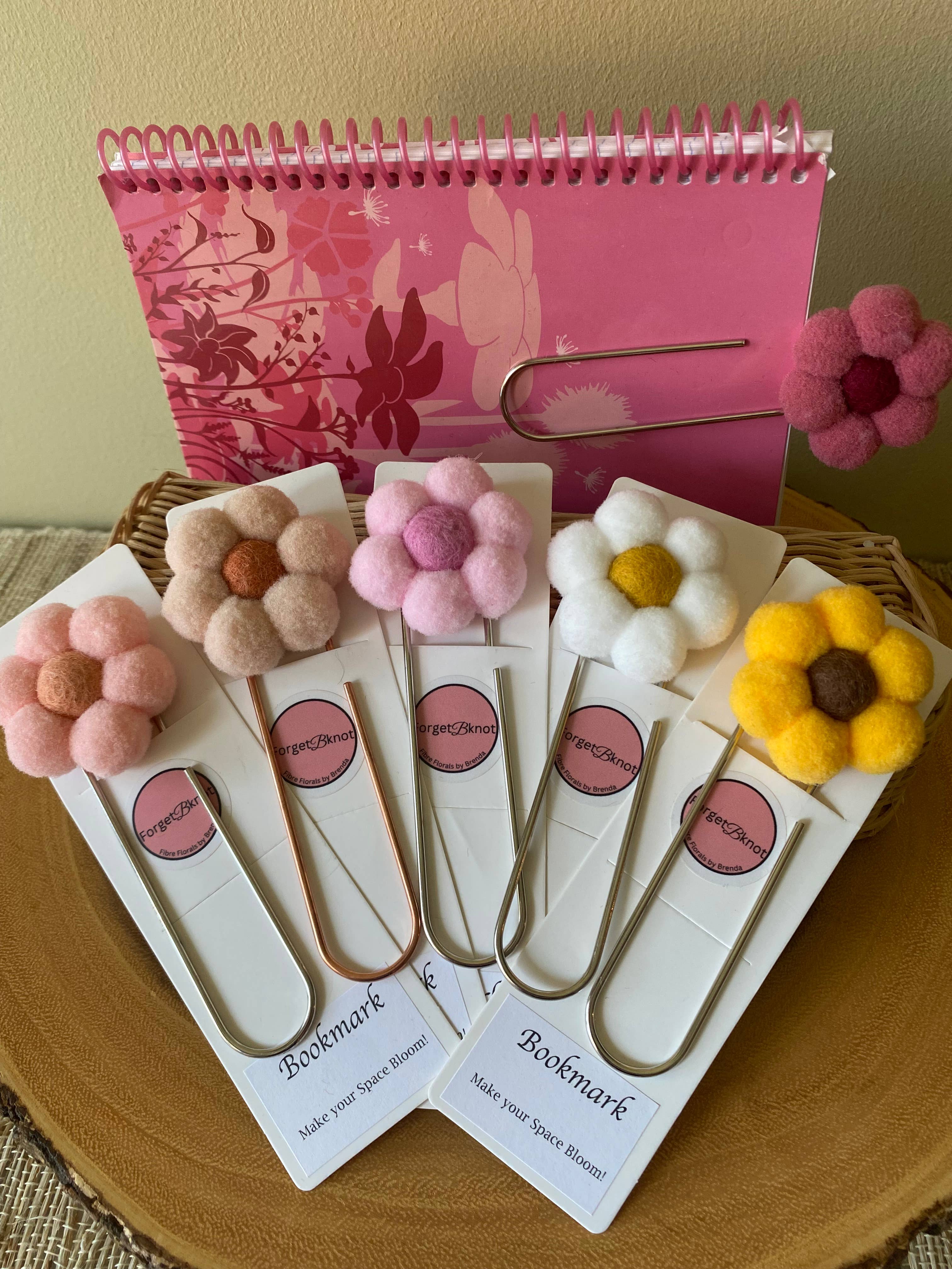 ForgetBKnot - Bookmark- Hand-sewn Flower & Oversized Paperclip Bookmark