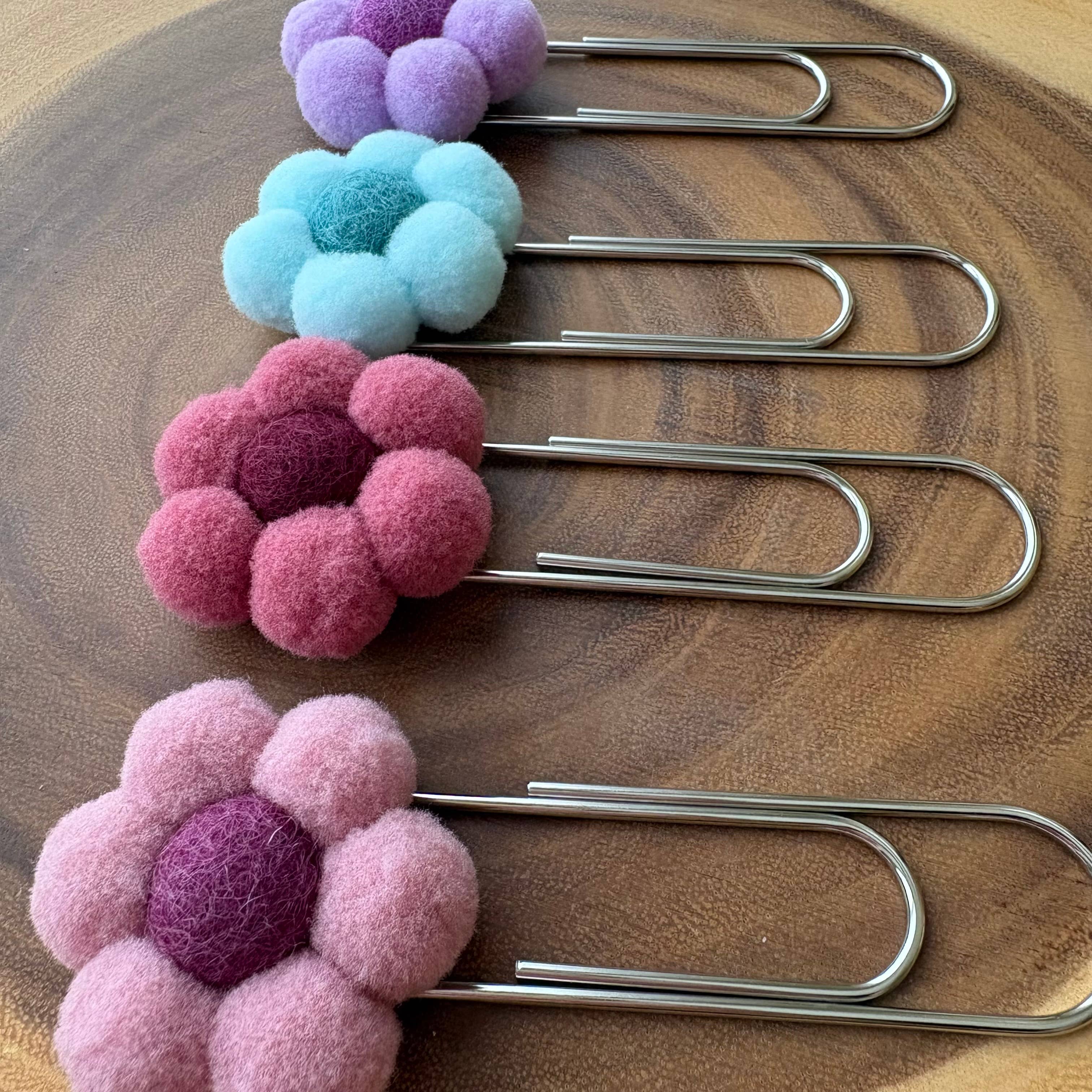ForgetBKnot - Bookmark- Hand-sewn Flower & Oversized Paperclip Bookmark