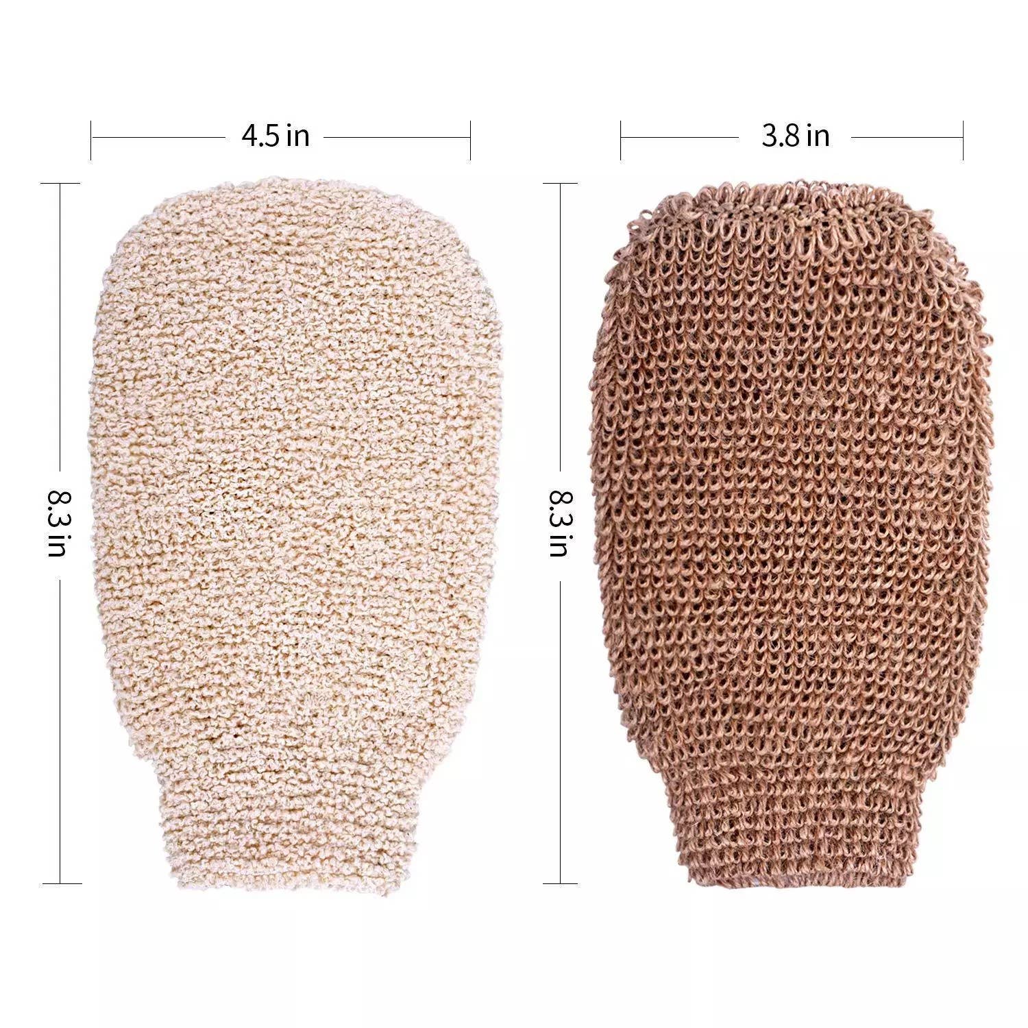 Bath hemp fiber body exfoliating scrubber glove: Charcoal