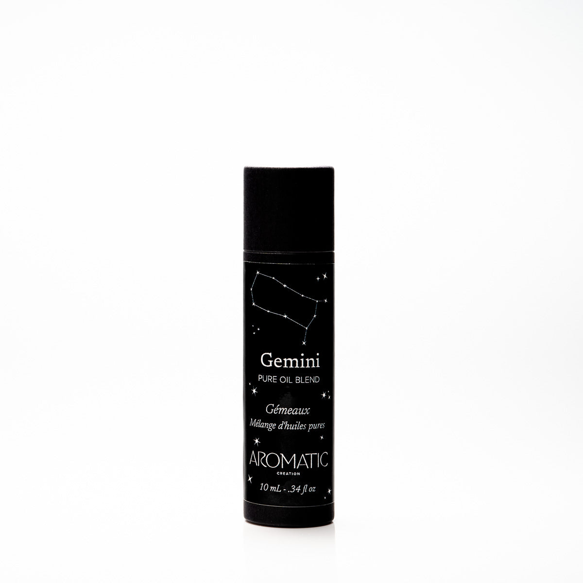 Black cylindrical bottle labeled 'Gemini' on a white background