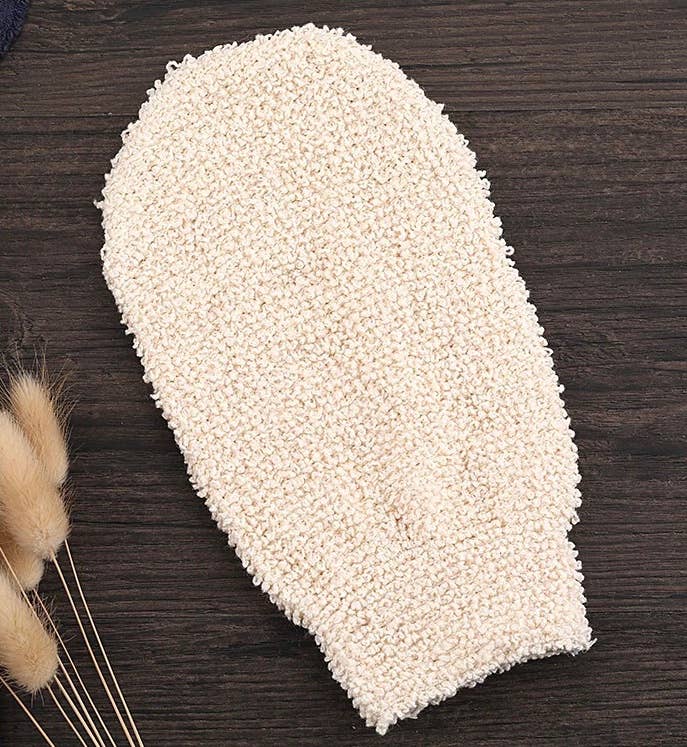 Bath hemp fiber body exfoliating scrubber glove: Charcoal
