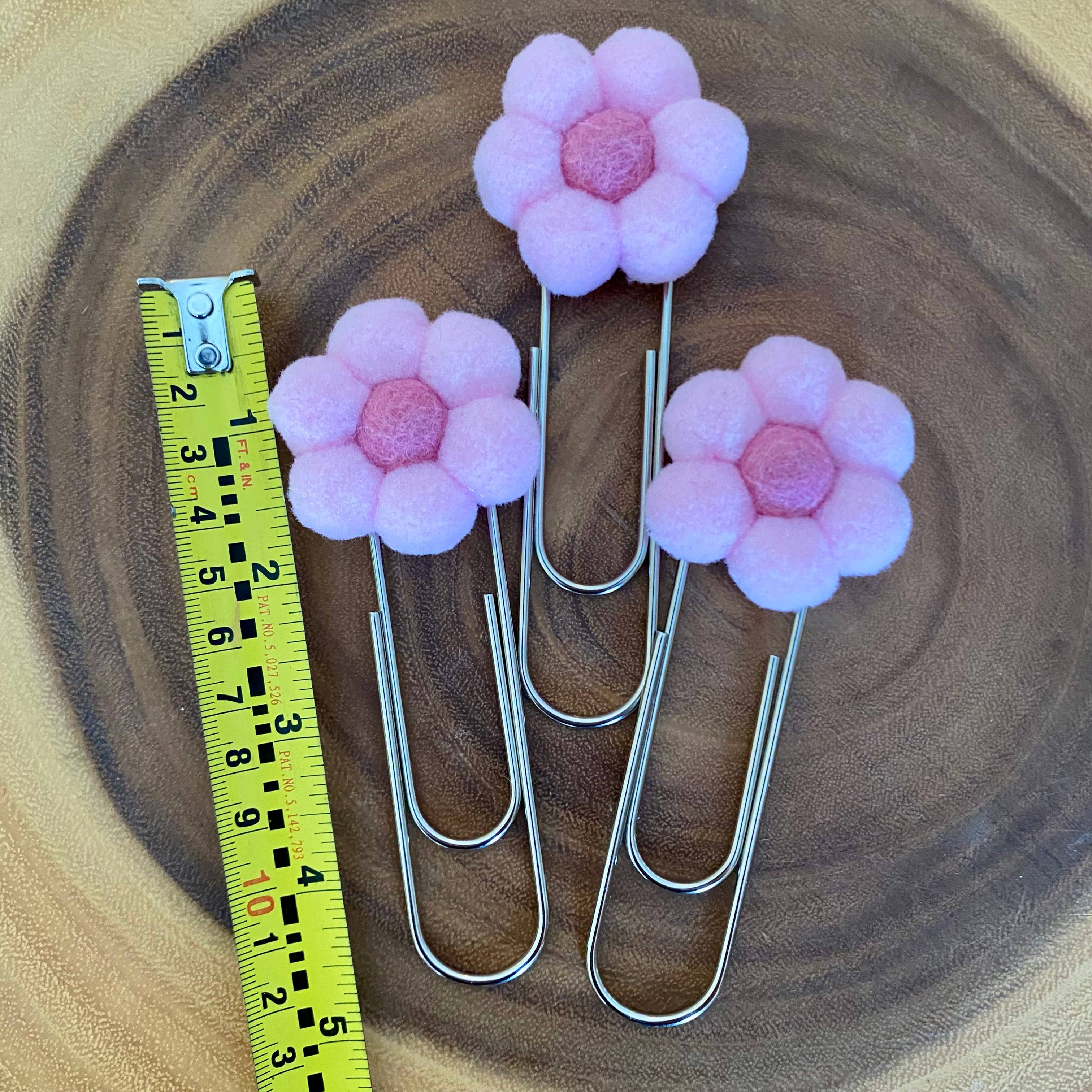 ForgetBKnot - Bookmark- Hand-sewn Flower & Oversized Paperclip Bookmark 