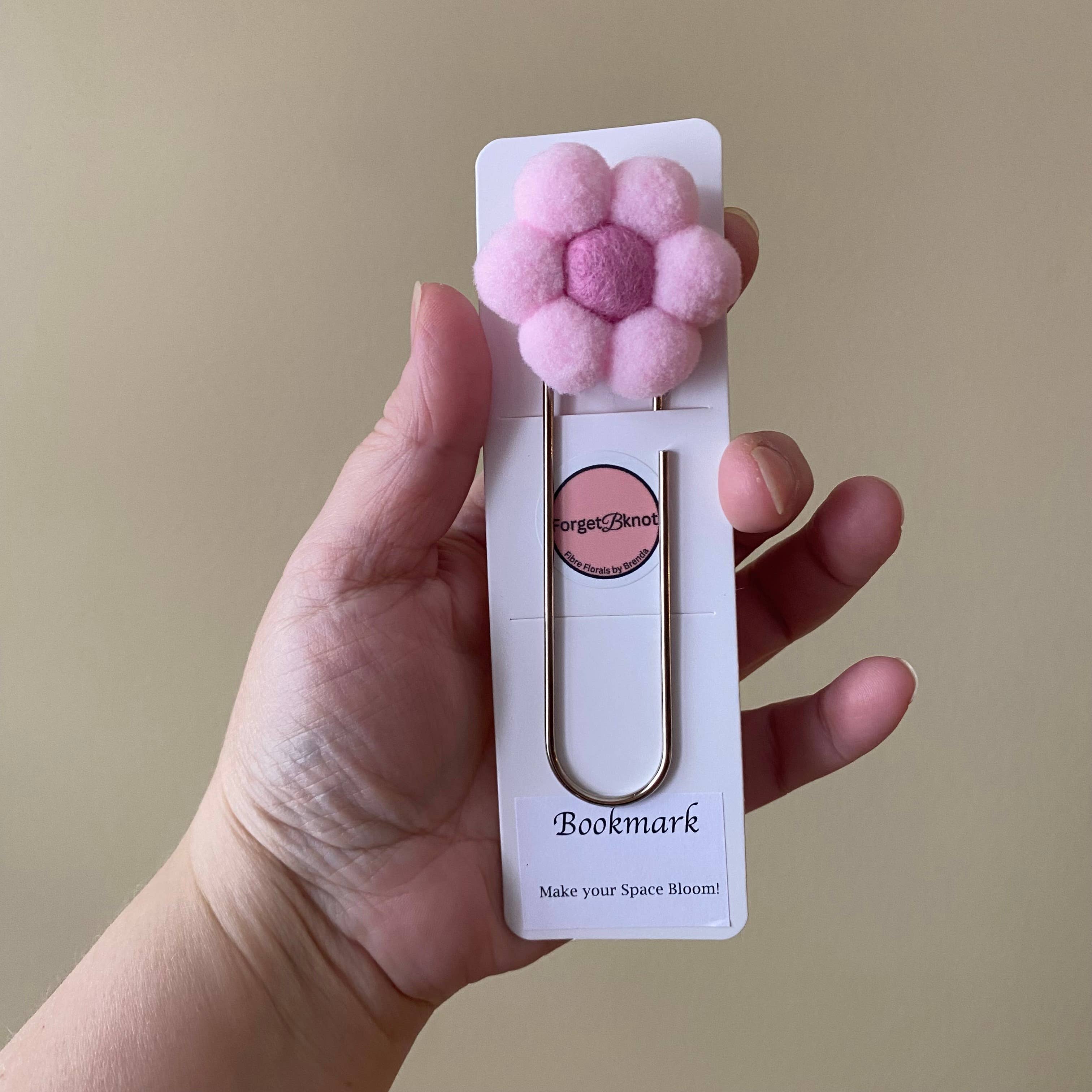 ForgetBKnot - Bookmark- Hand-sewn Flower & Oversized Paperclip Bookmark 