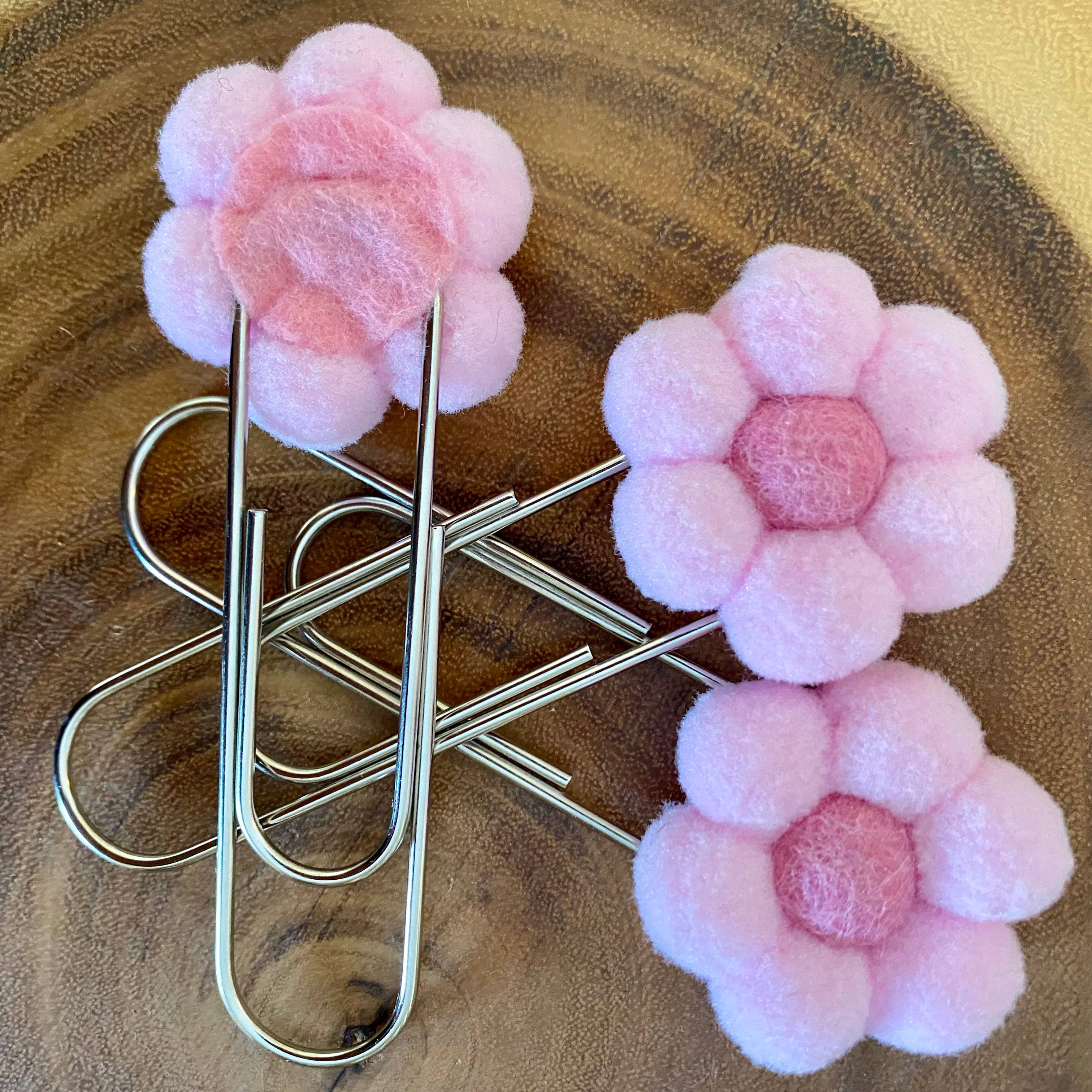 ForgetBKnot - Bookmark- Hand-sewn Flower & Oversized Paperclip Bookmark 