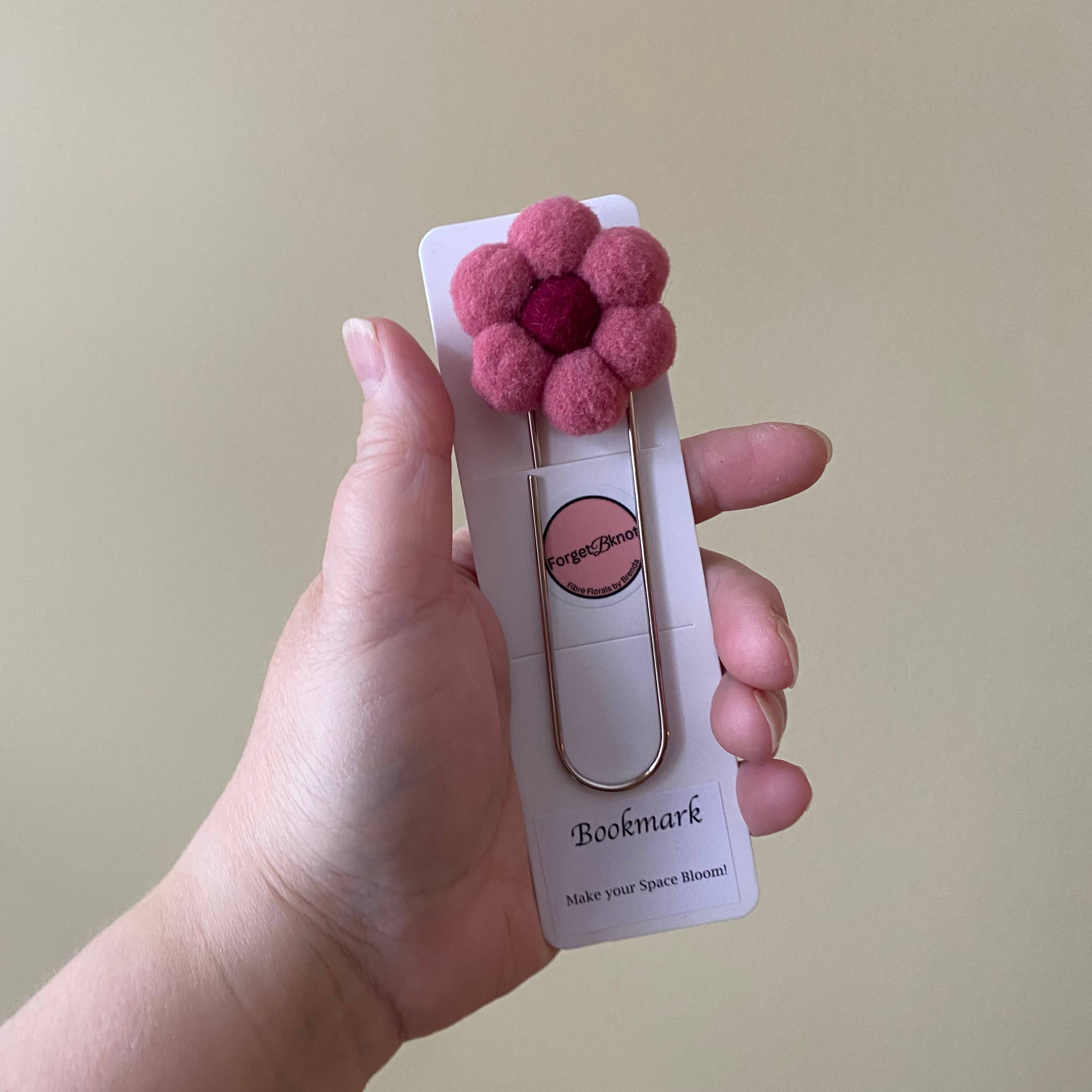 ForgetBKnot - Bookmark- Hand-sewn Flower & Oversized Paperclip Bookmark 