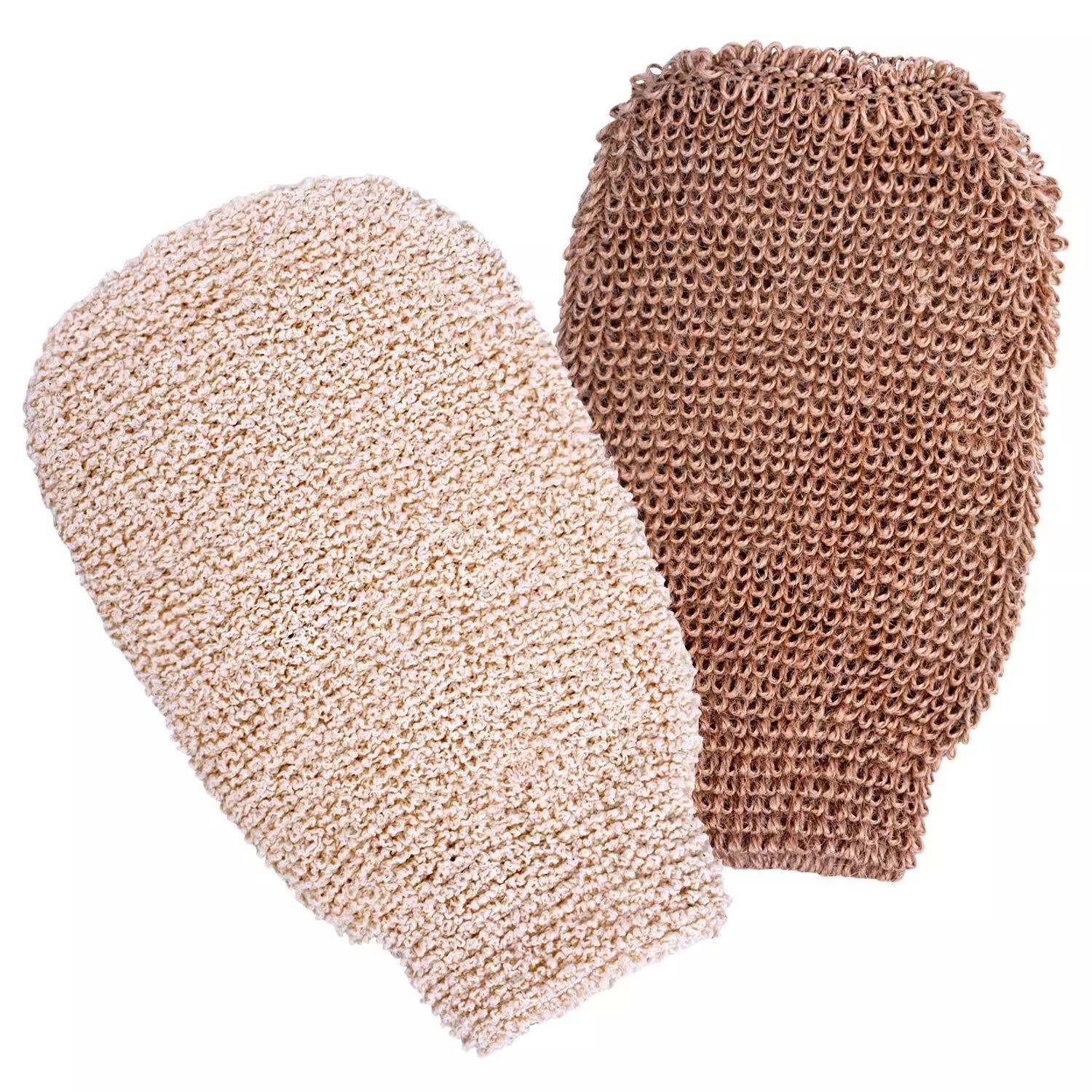 Bath hemp fiber body exfoliating scrubber glove: Beige