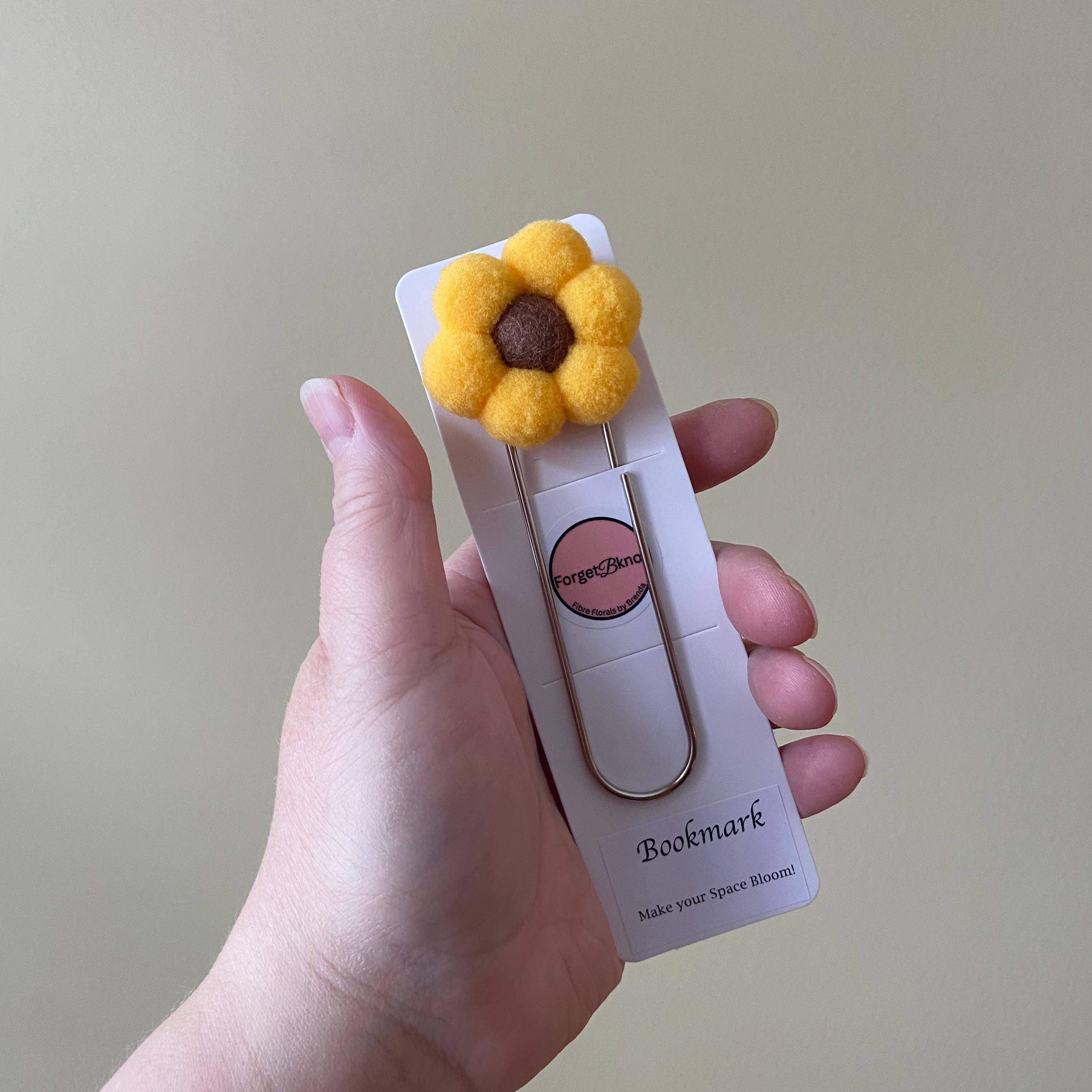 ForgetBKnot - Bookmark- Hand-sewn Flower & Oversized Paperclip Bookmark 